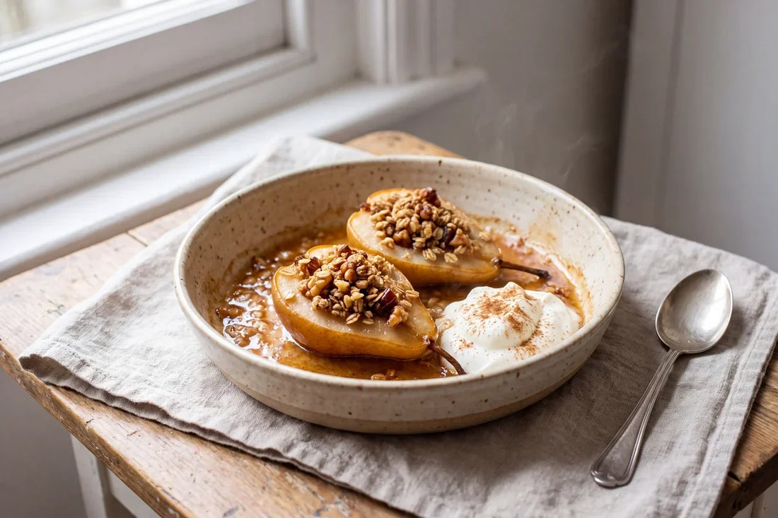 Baked Cinnamon Pears with Walnut Crumble