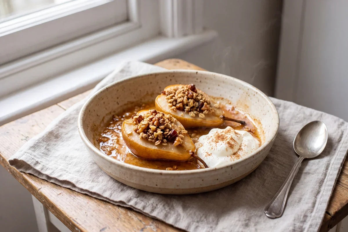 Baked Cinnamon Pears with Walnut Crumble