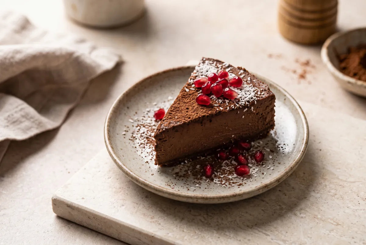 Silky three-ingredient chocolate cake made from cooked pumpkin and dark chocolate.